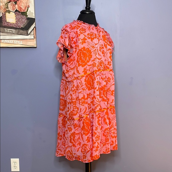 Umgee Pink Floral Midi A-Line Dress Size 1X - Picture 5 of 10